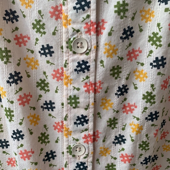 Woolrich sleeveless button down top # colorful print cream color size S/P - Picture 3 of 11